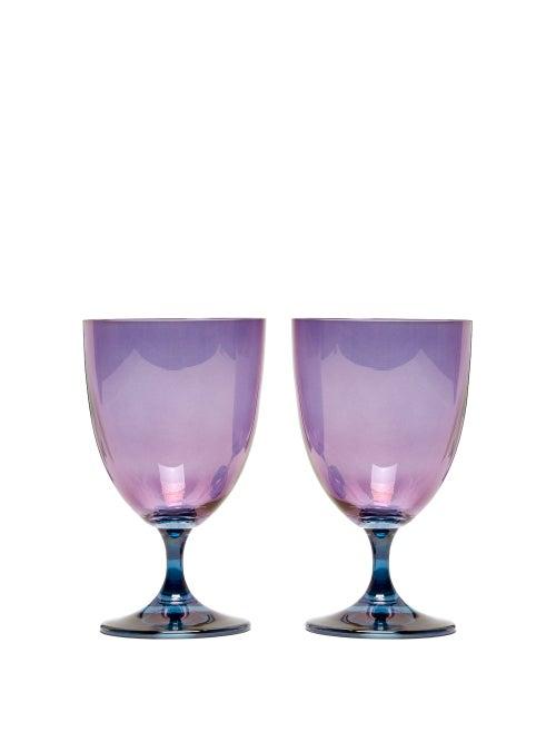 Matchesfashion.com Luisa Beccaria - Set Of Two Gradient Wine Glasses - Blue
