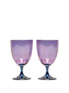 Matchesfashion.com Luisa Beccaria - Set Of Two Gradient Wine Glasses - Blue