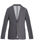 Matchesfashion.com Giorgio Armani - Single Breasted Chevron Jacquard Blazer - Mens - Blue Multi