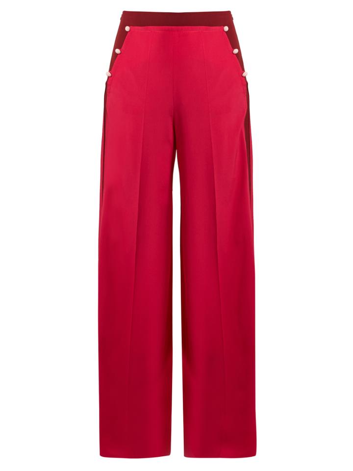 Valentino High-rise Wide-leg Crepe De Chine Trousers