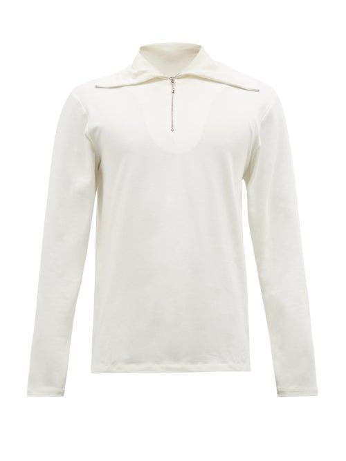 Matchesfashion.com Jil Sander - Zipped High Neck Cotton Blend T Shirt - Mens - White