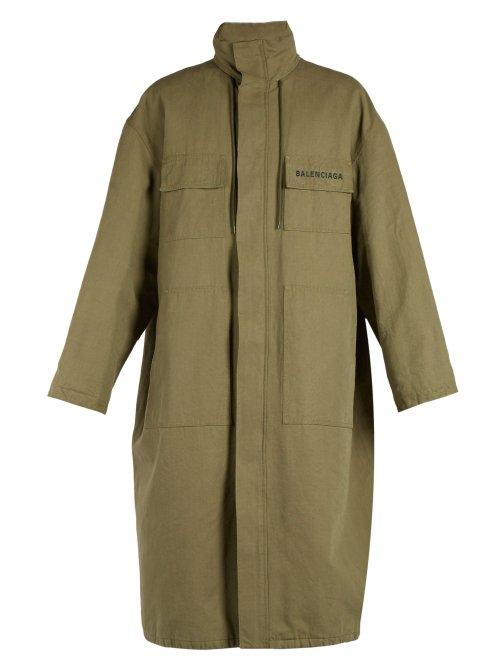 Matchesfashion.com Balenciaga - Embroidered Oversized Parka - Mens - Khaki