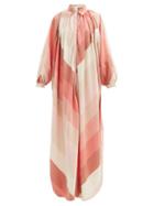 Matchesfashion.com Marrakshi Life - Gathered Striped Cotton-blend Tunic Shirt Dress - Womens - Pink Stripe