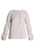 Matchesfashion.com Tibi - Juliet Striped Cotton Blend Top - Womens - White Multi