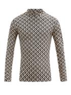 Matchesfashion.com Marine Serre - Crescent Moon-print High-neck Long-sleeved Top - Mens - Black Beige