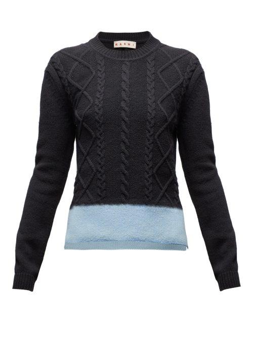 Matchesfashion.com Marni - Cable Knitted Shetland Wool Sweater - Womens - Black Multi