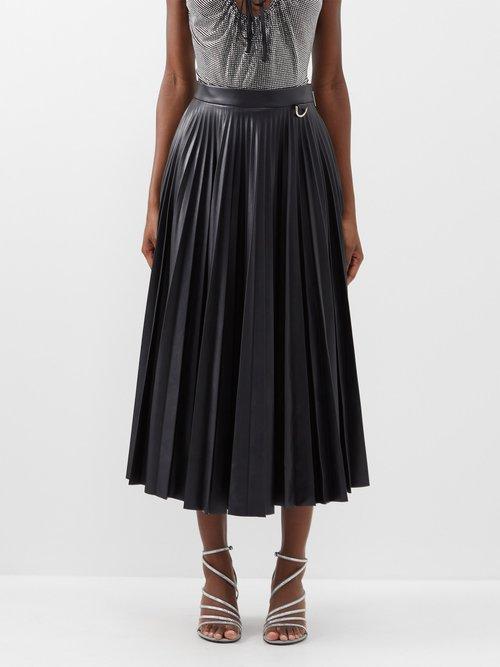 Christopher Kane - Pleated Faux-leather Skirt - Womens - Black