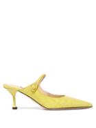 Matchesfashion.com Prada - Mary Jane Crocodile Effect Leather Mules - Womens - Yellow