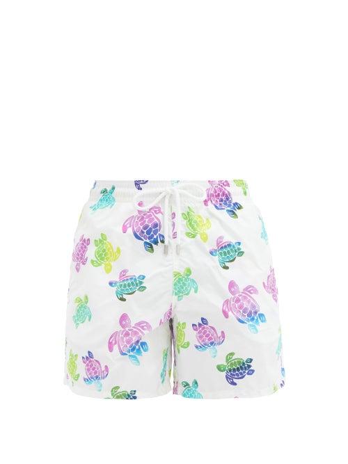 Matchesfashion.com Vilebrequin - Moorea Rainbow Turtle-print Shell Swim Shorts - Mens - White Multi