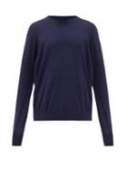 Matchesfashion.com Loewe - Anagram Bi-colour Wool-jersey Sweater - Mens - Navy