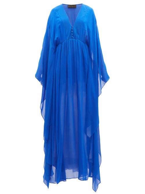 Matchesfashion.com Dundas - Gathered Silk Gown - Womens - Blue