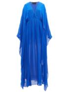 Matchesfashion.com Dundas - Gathered Silk Gown - Womens - Blue