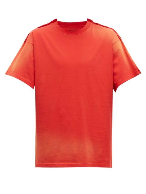 Matchesfashion.com Martine Rose - Doubled Bleach Effect Cotton T Shirt - Mens - Red