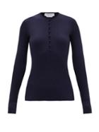 Matchesfashion.com Gabriela Hearst - Jenny Rib-knitted Cashmere-blend Sweater - Womens - Navy
