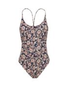 Matchesfashion.com The Upside - Crawford Floral Print Scoop Back Swimsuit - Womens - Blue Multi