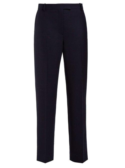 Matchesfashion.com The Row - Straight Leg Wool Trousers - Womens - Navy