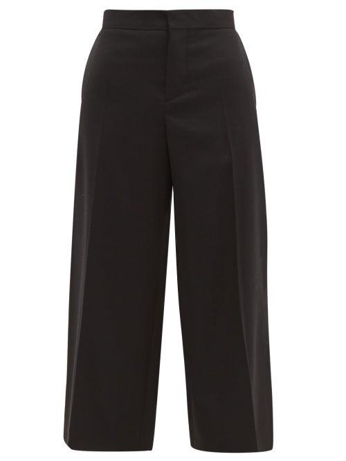 Matchesfashion.com Marni - Contrast Stitch Cropped Wool Trousers - Womens - Black