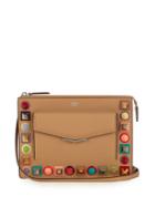 Fendi 2jours Mini Embellished Leather Cross-body Bag