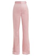 Matchesfashion.com Gabriela Hearst - Gainsbourg Herringbone Wool And Silk Trousers - Womens - Pink