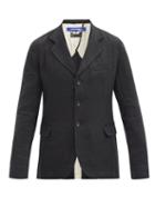 Matchesfashion.com Junya Watanabe - Single-breasted Leather-patch Wool-blend Jacket - Mens - Black