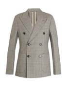 Matchesfashion.com Prada - Double Breasted Checked Wool Blend Blazer - Mens - Grey Multi