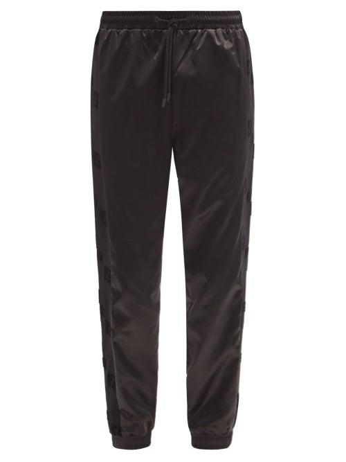 Matchesfashion.com Fendi - Ff Side-stripe Cotton-satin Track Pants - Mens - Black