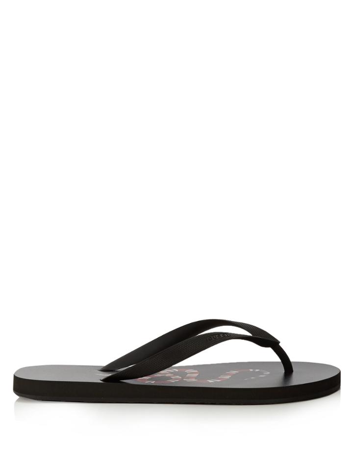 Gucci Snake-print Flip Flops