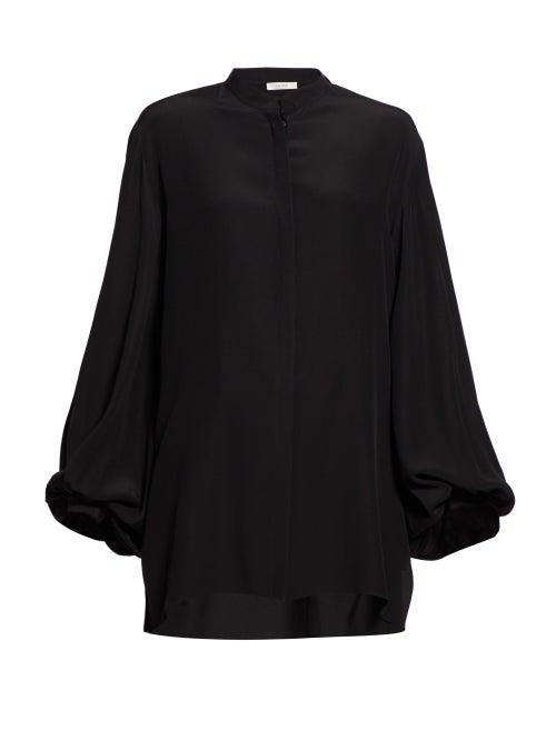 Matchesfashion.com The Row - Vara Balloon Sleeve Crepe Blouse - Womens - Black
