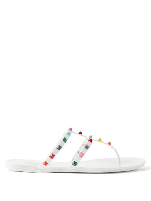 Valentino Garavani - Rockstud Pvc Jelly Slides - Womens - White Multi