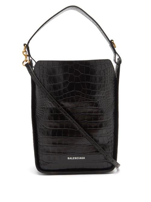 Balenciaga - Tool S Crocodile-effect Leather Shoulder Bag - Womens - Black