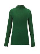 Matchesfashion.com Jil Sander - Mock-neck Pleated Jersey Top - Womens - Green