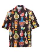 Matchesfashion.com Versace - Vase-print Satin-twill Shirt - Mens - Black Multi