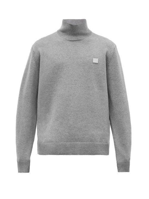 Matchesfashion.com Acne Studios - Kurtle Logo-patch Wool Sweater - Mens - Grey