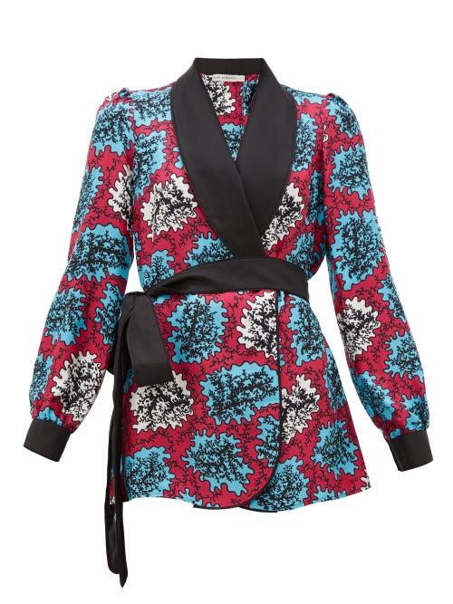Matchesfashion.com Mary Katrantzou - Darcy Coral-print Silk-twill Robe Jacket - Womens - Multi