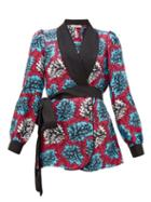 Matchesfashion.com Mary Katrantzou - Darcy Coral-print Silk-twill Robe Jacket - Womens - Multi