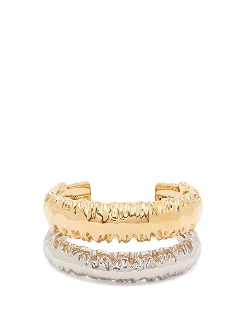 Matchesfashion.com Givenchy - Eclipse Textured Double Cuff - Womens - Gold