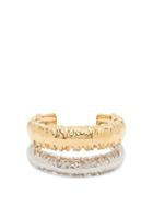 Matchesfashion.com Givenchy - Eclipse Textured Double Cuff - Womens - Gold