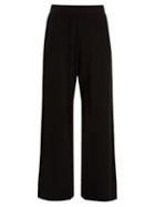 Matchesfashion.com Velvet By Graham & Spencer - Emily Velvet Panel Wide Leg Jersey Trousers - Womens - Black