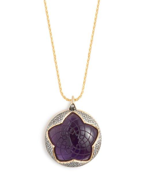 Matchesfashion.com Noor Fares - Sahasrara Amethyst & 18kt Gold Necklace - Womens - Purple