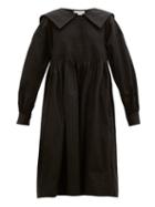 Matchesfashion.com Molly Goddard - Greta Shirred Cotton-gabardine Dress - Womens - Black