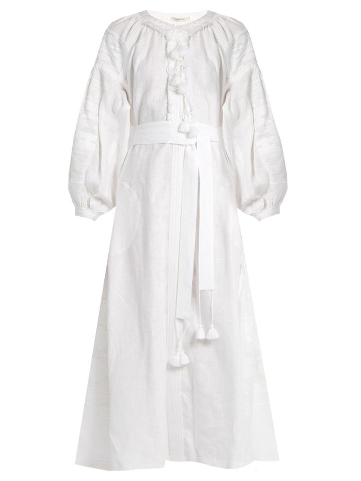 Vita Kin Macedonia Embroidered Linen Midi Dress