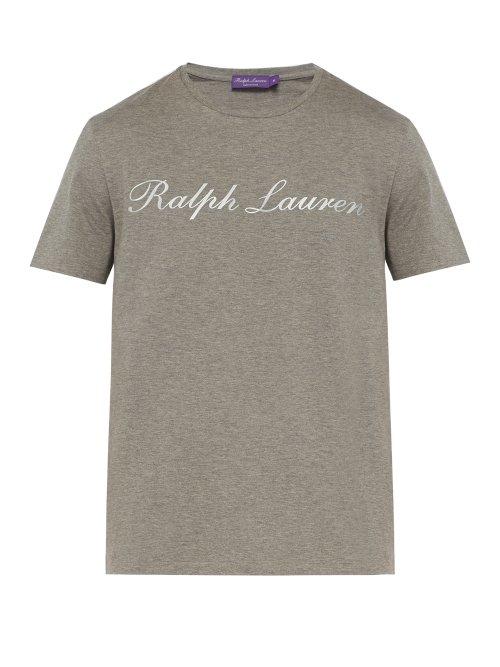 Matchesfashion.com Ralph Lauren Purple Label - Logo Print Cotton T Shirt - Mens - Grey