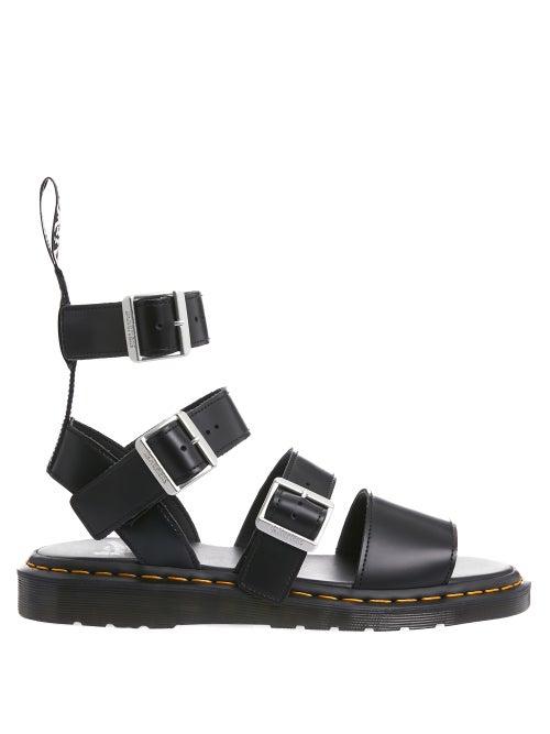 Mens Shoes Rick Owens X Dr. Martens - Gryphon Buckled Leather Gladiator Sandals - Mens - Black