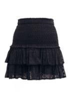 Matchesfashion.com Isabel Marant Toile - Tinaomi Shirred Eyelet-poplin Tiered Mini Skirt - Womens - Black