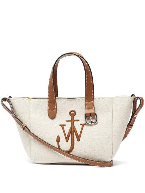 Matchesfashion.com Jw Anderson - Belt Mini Logo-embroidered Canvas Tote Bag - Womens - Beige Multi