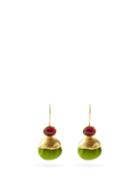 Matchesfashion.com Katerina Makriyianni - Candy Ball Silk & 18kt Gold-plated Earrings - Womens - Green Multi