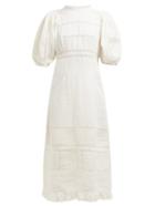 Matchesfashion.com Sea - Poppy Pintucked Linen And Cotton Blend Dress - Womens - Cream