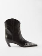 Khaite - Dallas Crystal Leather Point-toe Boots - Womens - Black