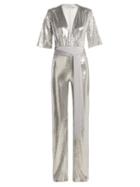 Matchesfashion.com Galvan - Galaxy Sequined Wide Leg Jumpsuit - Womens - Silver