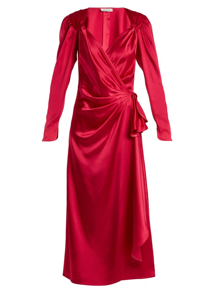 Attico Pat Sweetheart-neck Asymmetric Satin Dress